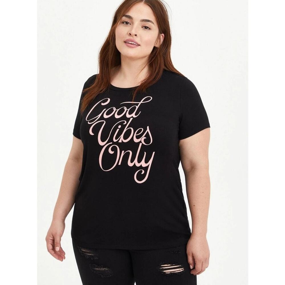 torrid Black Tee with Pink "Good Vibes Only" Script